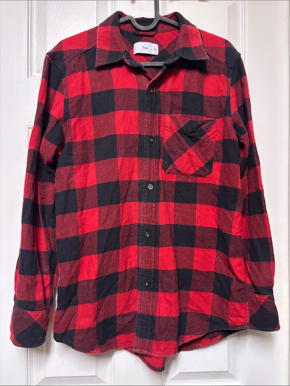TNA Red and Black Buffalo Plaid Button-Down Shirt
